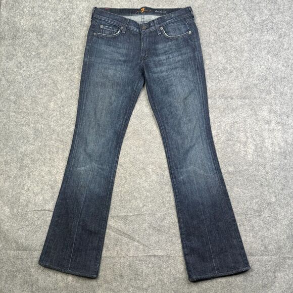 7 For All Mankind Jeans Women’s Size 28 Low Waisted Straight Leg Bootcut Dark - Picture 1 of 14